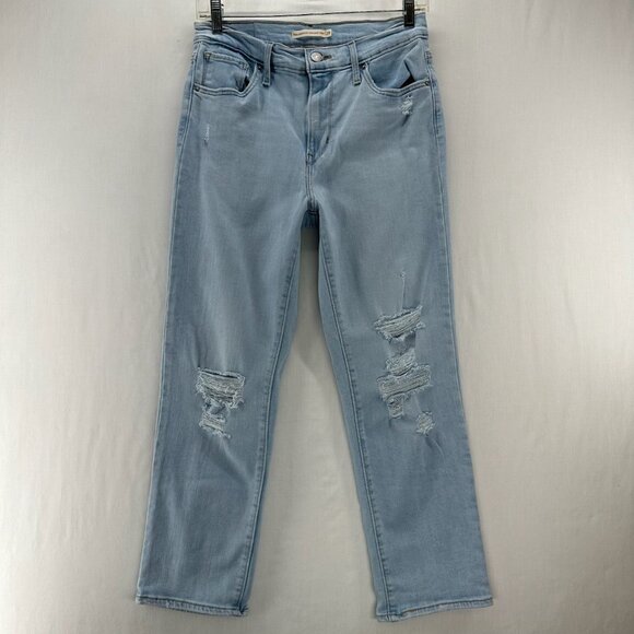 Levis 724 High-Rise Straight Crop Jeans Women 29 Stretch Tribeca Moon Light Wash - Picture 1 of 13